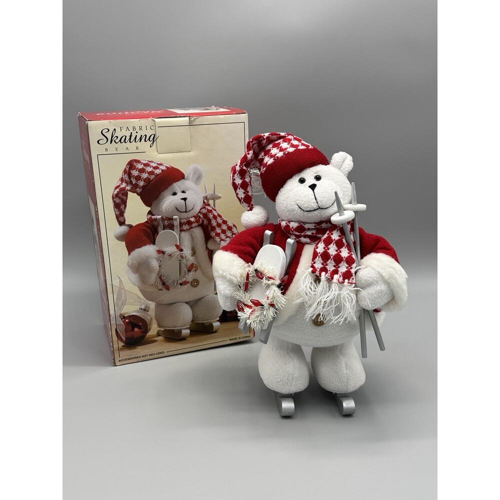 Fabric Plush Skating Bear Christmas Decoration Costco 12” Decor